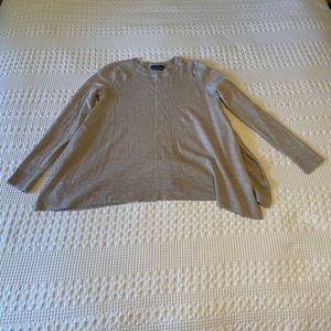 Tahiri 100% Marino Wool Tan Flowy Long Sleeve Sweater | Sz S